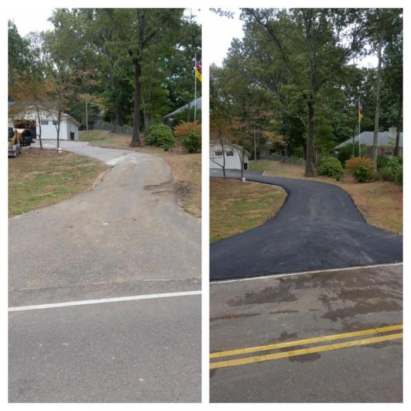 A before & after view of this driveway we worked on.